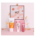 No7 Skincare Treats Radiance Cleanser Restore & Renew Day Cream Serum Set NEW