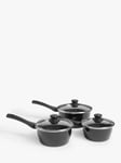 John Lewis Enamel Steel Non-Stick Lidded Saucepan Set, 3 Piece