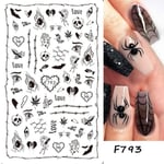 3D Halloween Nageldesign Anime Joker Spider Snake Sliders Nagelklistermärken Självhäftande dekaler Flickor Barn Party Manikyr GLF794 F793