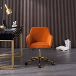 Hauss Sploe - Chaise, chaise de bureau pivotante, fauteuil, réglable en hauteur, pieds dorés, velours, orange