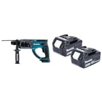 Makita DHR202Z 18V Li-Ion LXT 20mm SDS-Plus Rotary Hammer - Batteries and Charger Not Included & Genuine BL1850B 18V 5.0Ah Battery Twin Pack for Makita DJR183Z, DJR185Z, DJV180Z, DJV181Z