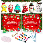 KreativeKraft DIY Advent Calendar 2024 Christmas Decorations 24 Days of Paint Your Own Hanging Ornaments Tree Xmas Gifts Craft Kit for Artists