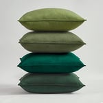 Topfinel Housse de Coussin 45 x 45 Vert Décoration Lit Chambre Enfant Bebe Lot de 4 Velours Doux Housse de Coussin pour Canapé Salon Fauteuil de Bureau Voiture Scandinave à Motif Uni Deco Moderne