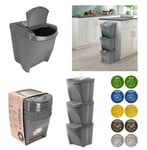 3 x 25L Recycle Bins Stackable Food Kitchen Waste Recycling Lids Sorting Dustb