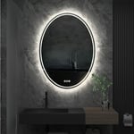 Luvodi - Miroir Salle Bain led Mural - Miroir Salle de Bain Lumineux Oval Anti buee avec Interrupteur Tactile - 50 x 70 cm