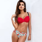 Sexy Push Up Floral Print Bikini Set Red S