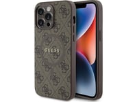 Guess Guhmp14lg4gfrw Iphone 14 Pro 6.1" Brown/Brown Hardcase 4G Collection Leather Metal Logo Magsafe