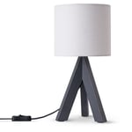 Paco Home - Lampe à poser Trépied Lampe De Chevet Lampadaire E27 Abat-Jour Tissu Uni Lampe de table - Noir, Blanc (Ø17 cm)