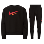 Nike Mens Sportswear Printed Swoosh Men’s Tracksuit Black Cotton - Size X-Large