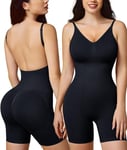 Gotoly Body Sculptant Femme Dos Nu Gaine Body Ventre Plat Combinaison Moulante Minceur Bodysuit Shapewear Short Amincissante Body Shaper avec Bretelles Ajustable (Noir, XL)