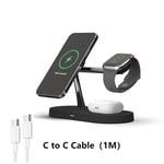 Support De Chargeur Sans Fil Magnétique 3 En 1,Station De Charge Rapide Pour Iphone 12,13,14,15,Apple Watch 9,8,7,6,5,2,3,Pro - Type Black #B