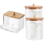 Cotton Swab Storage Box with Bamboo Lid Bathroom Container F9L43760