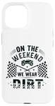 Coque pour iPhone 15 Dirt Track Racing le week-end, nous portons un pilote de voiture Dirt Race