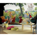 Fresque murale adhésive géante Disney Princesse Blanche neige et ls 7 nains 'HAPPILY EVER AFTER' XL - 320 cm, 182,88 cm