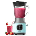 Cecotec Blender Mixeur RetroTwist Blue. Puissance Maximale 800 W, Bol en Verre d’une Capacité de 1 L, 4 Lames avec Revêtement en Titane Noir, Moteur 100% en Cuivre