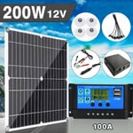 Kit Panneau Solaire 200W Ensemble Solaire Panneaux solaires monocristallins 12V avec régulateur de charge 100A