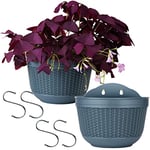 Pots Suspendus Plantes Panier de Jardinière Suspendu 2 Pièces Jardinières en Mural Pots Jardinières Suspendues avec 4 Crochets Décoration pour Porche Clôture Maison Jardin