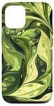 iPhone 15 Elegant Green Nature Plants Swirling Pattern Case