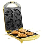 Bestron Gaufrier, Pour réaliser des gaufres en forme de cœur piquées sur des bâtonnets, Design rétro, Sweet Dreams, 780 W, Jaune