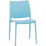 Décoshop26 - Chaise de jardin en plastique bleu design simple empilable