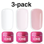 Base one 3-pack One - Builder Clear, Pink, Cover 45g Uv-gel Multifärg