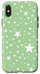 Coque pour iPhone X/XS Blanc et vert menthe, étoiles