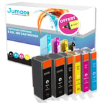 Lot de 6 cartouches jet d'encre type Jumao compatibles pour Canon PIXMA MG5550 +Fluo offert