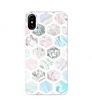 Coque Iphone X Marbre pastel geometrique rose blanc