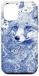 Coque pour iPhone 12/12 Pro Blue Fox Chinoiserie French Esthétique Toile Fille