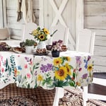 Yighty Oval Spring Summer Tablecloth 60 x 84 inches, Spring Floral Watercolor Table Cloth, Waterproof Wrinkle Resistant Tablecloth, Spring Summer Decoration for Holiday Kitchen Dining Room