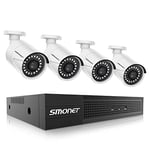 SMONET【8CH Expandable】CCTV Camera System Outdoor,8-Channel 1080P Home Security Camera System(1TB Hard Drive),4pcs 1080P PoE Waterproof CCTV Cameras with Night Vision,7/24 Recording,IP66,P2P,Onvif