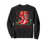 Howdy Christmas Cowgirl Boots Coquette Bow Western Country Sweatshirt