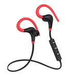 prasku Earphones Sports with Mic in Ear Hook Headphone Earplug Noise Reduction - Red