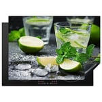 KitchenYeah© Protection Plaque Induction 75x52 cm Protege Deco Cuisine Cache Protège De Cuisson Accessoires Cocktail - Mojito - Vert - Menthe