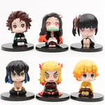 6st Demon Slayer Action Figur Anime Sittande Figurer Tanjiro Nezuko Figur Rengoku Leksaker Hem Dekolera presenter till jul födelsedag