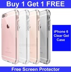 For Apple iPhone 6 6S Crystal Clear Thin Back TPU Gel Jelly Skin Case Cover