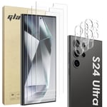 Bigqin 3 Pièces Verre Trempé pour Samsung Galaxy S24 Ultra 6.8“ avec 3 Pièces Caméra Arrière Protecteur, Film en Verre Trempé 9H, Transparent HD Sans Bulles