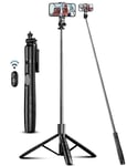 71" Phone Tripod & Selfie Stick All in One Extendable Cell Phone Tripod Wirel...