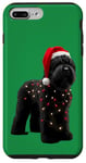 Coque pour iPhone 7 Plus/8 Plus Chapeau de Père Noël Terrier Russe Noir Lumières de Noël Propriétaire Chien