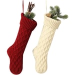 Heyone Cable Knit Julstrumpor 18 Tum Storlek Klassiska Dekorationer Presentset med 2