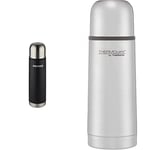 Pioneer Flasks SVB350 Pioneer Insulated Vacuum 350ml Travel Flask, 18/10 Stainless Steel, Black, 0.35L & Thermos 181114 ThermoCafé Stainless Steel Flask, Multicolour, 0.35 L