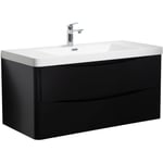 Badplaats - Meuble de salle de bain Vienna 100 cm lavabo Noir brillant - Noir brillant