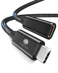 Câble D'extension USB C 0,5m Mâle vers Femelle Câble de Chargement de Données USB 3.2 10Gbp,100W Prise en Charge du Câble D'extension Vidéo/Audio 4K Compatible avec M1M2 MacBok,Galaxy S23 Noir