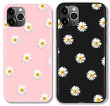 ZhuoFan 2 pièces Coque pour Samsung Galaxy A12 Rosa Negro Silicone Motif Étui en TPU Durable Antichoc Souple Ultra Fine Housse de Protection Case Cover Coques pour Samsung A12 6,5", Marguerite