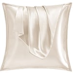 Vielit Taie Oreiller Satin 65x65 Lot de 2,pour Cheveux,Similaire Aux Taie d Oreiller en Soie,Housse de Coussin 65x65,Taies d'oreillers certifié Oeko-Tex Beige