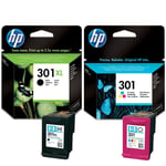 Original HP 301XL Black & 301 Colour Ink Cartridge For DeskJet 2050se Printer