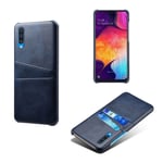 Samsung Galaxy A50 fodral med läderöverdrag - Mörkblå