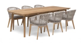 Himmelsnäs Matgrupp Beige/Teak (1st Extra Stol, 7st Ryggdynor)