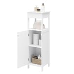 EUGAD Meuble Salle de Bain sur Pied, Armoire Salle de Bain, Petit Meuble de Rangement, Meuble Bas Salle de Bain à 4 Niveaux, avec 1 Placard, Étagère Réglable, en MDF, Blanc, 32x30x99cm