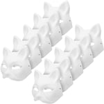 Storlek 10 Kattmask för målning, Djurdräktmask Gör-det-själv vit mask Halv Lämplig för maskerad Halloween Cosplay Mask Kostym Party Favors 10pcs